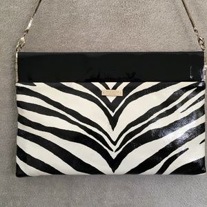 Kate Spade New York Zebra Print Patent Leather Clutch Handbag